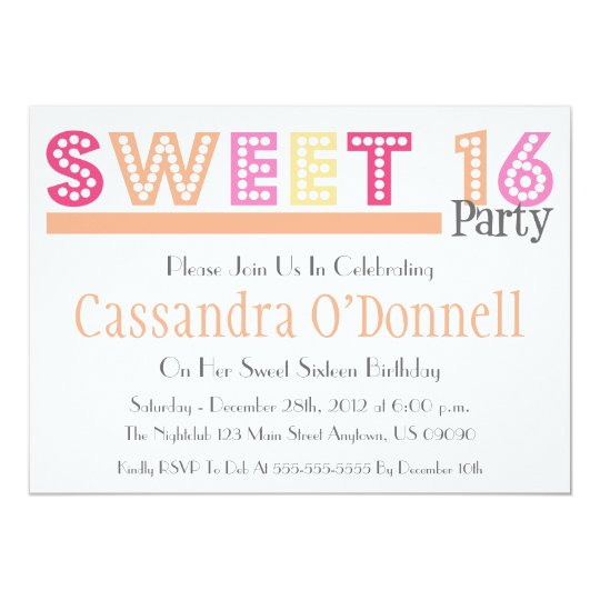 Name In Lights Sweet 16 Party Invitations (Orange)