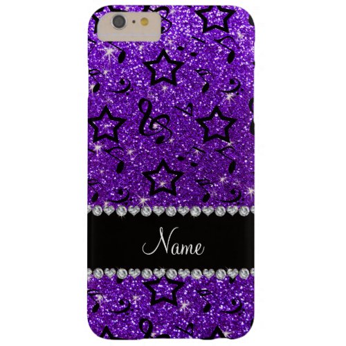 Name indigo purple glitter music notes stars barely there iPhone 6 plus case