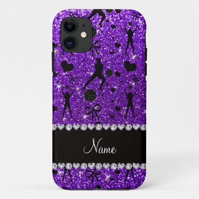 Name indigo purple glitter volleyballs hearts bows Case-Mate iPhone case (Back)
