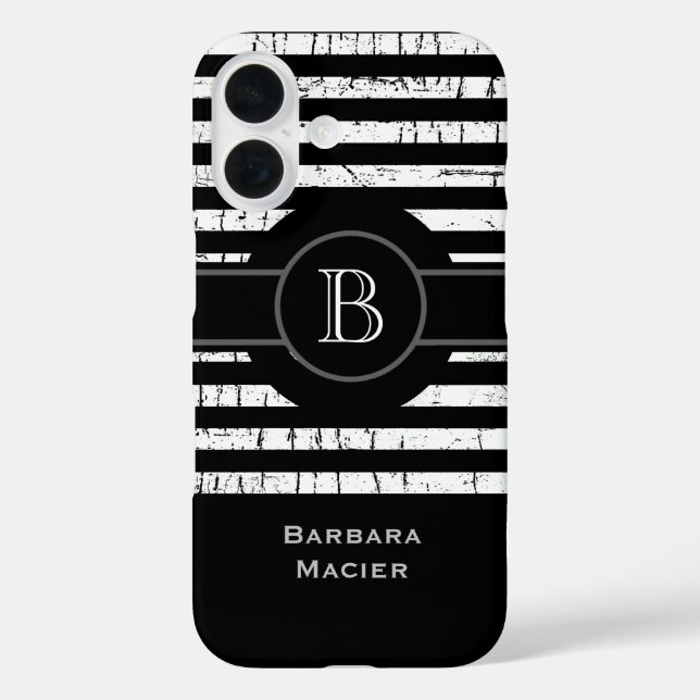 Name initial black/white personalized Case-Mate iPhone case (Back)