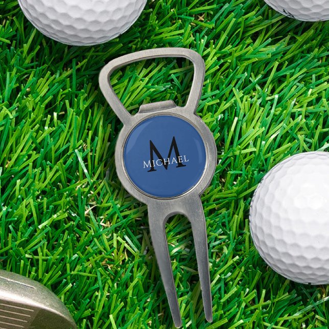 Name Initial Blue Personalized Groomsmen Favor Divot Tool (Name Initial Blue Personalized Groomsmen Favor Divot Tool)