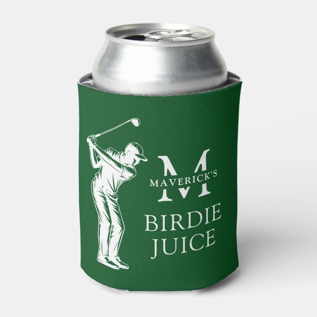 Name & Initial Funny Birdie Juice Golf Can Cooler (Can Front)