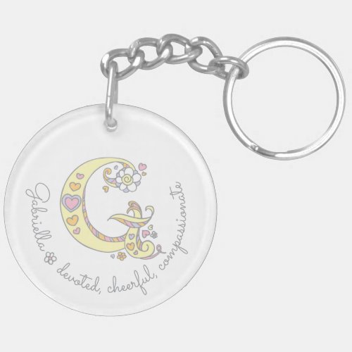 Name initial G girls personalized keychain