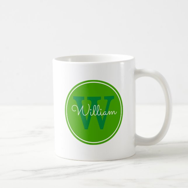 Name + Initial Inside Green Circle Coffee Mug (Right)