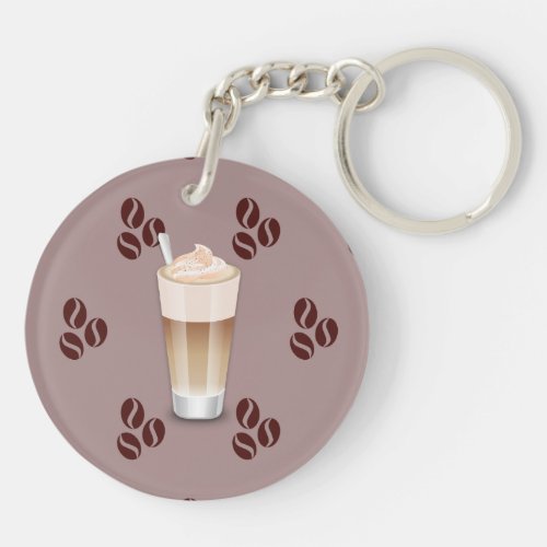 Name Initial Latte Double Sided Keychain
