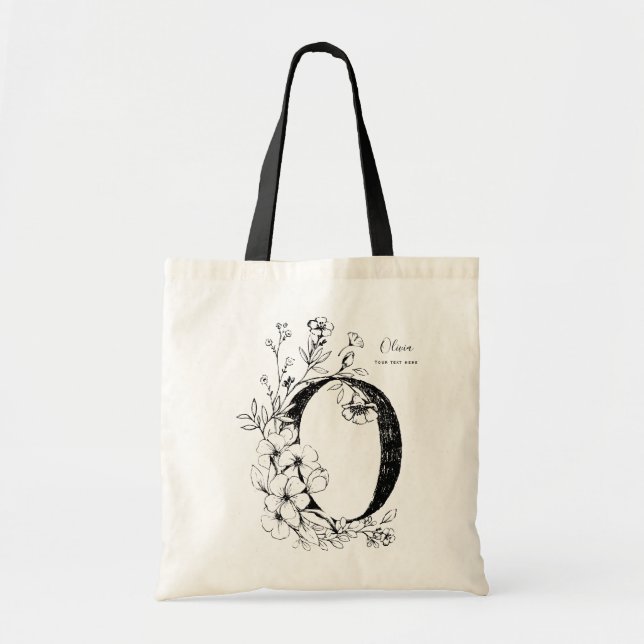 Name Initial Letter N rustic floral personalized T Tote Bag (Front)