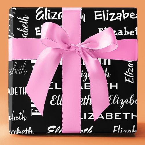 Name Initial Monogram  black  Personalized Gift Wrapping Paper