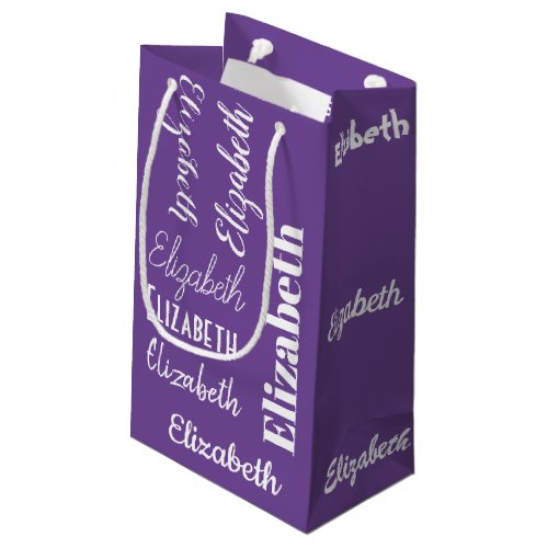 Name Initial Monogram Purple Personalized Small Gift Bag