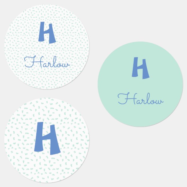 Name & Initial on Scribble Kids' Labels (Group)