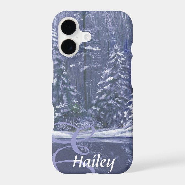 Name & initial winter trees blue case (Back)
