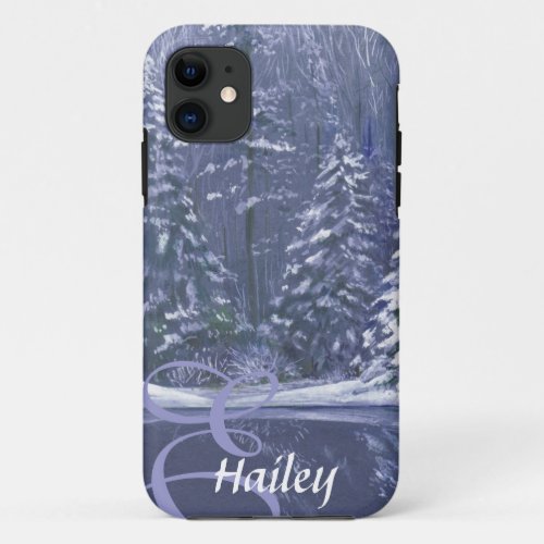 Name  initial winter trees iphone case