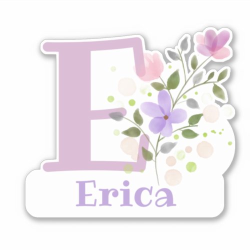 Name  Initial with Floral Design Sticker Cut_Out