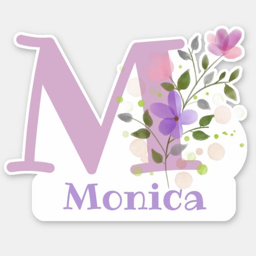 Name  Initial with Floral Design Sticker Cut_Out