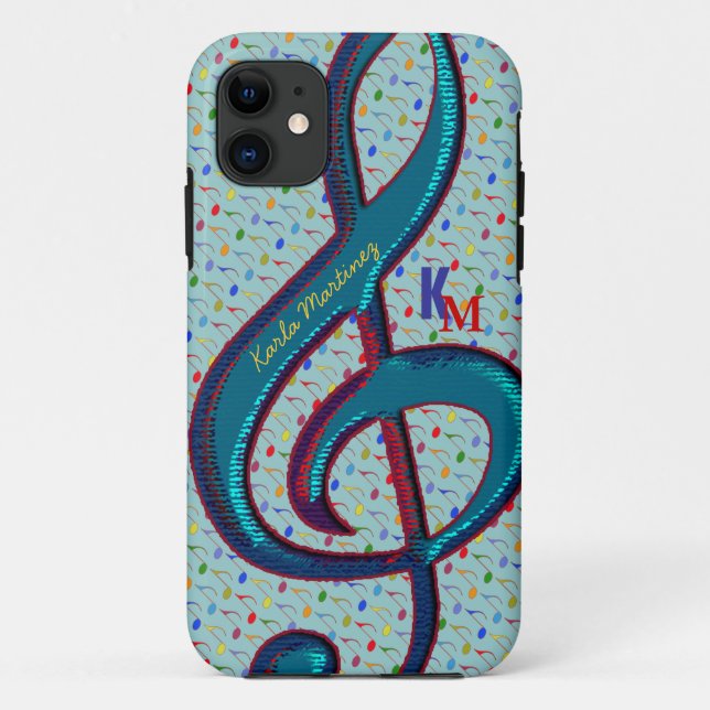 name initials clave musical note Case-Mate iPhone case (Back)