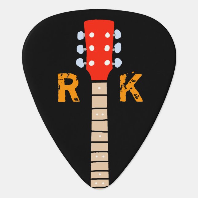 name & initials cool black guitar pick (Front)