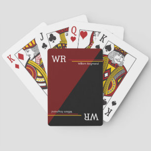 name & initials half-black half-red cool poker cards