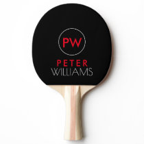 name & initials monogram on cool black ping pong paddle name & initials monogram on cool black ping pong paddle