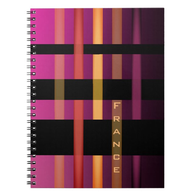 Name Initials or Word & Modern Weaving Stripes Notebook (Front)