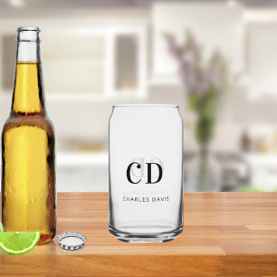 Name initials simple unique can glass