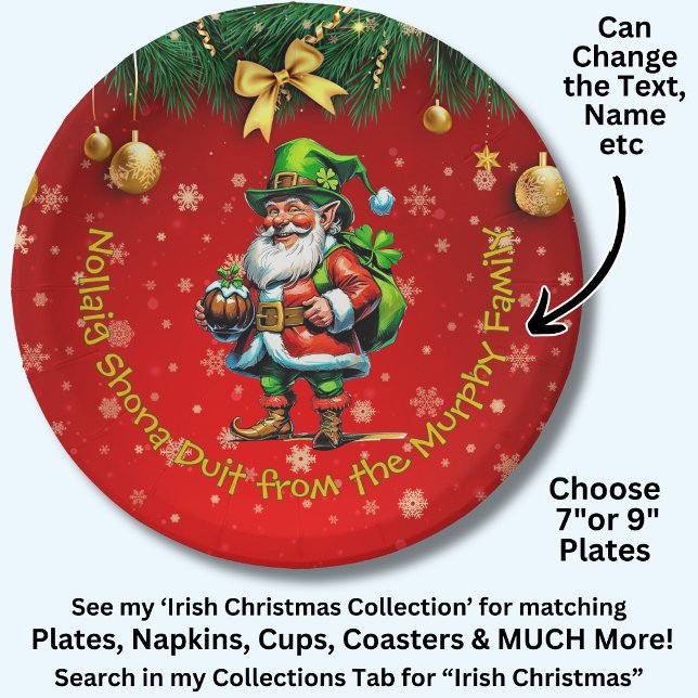 Name - Irish Nollaig Shona Duit Merry Christmas 7" Paper Plates (Creator Uploaded)