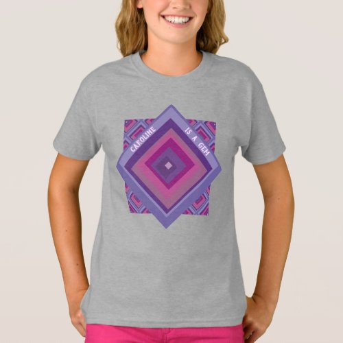 Name Is A Gem Pink Purple Diamond Pattern Pretty T_Shirt