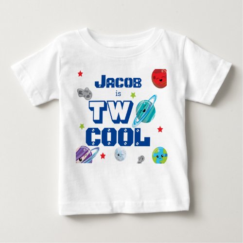 Name is Two Cool Space Planets stars birthday Baby T_Shirt