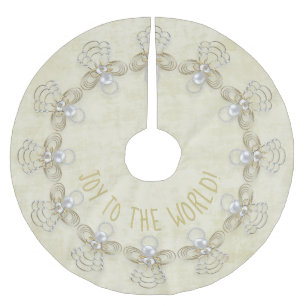Name: 'Joy to the World' Christmas Angel Cream Brushed Polyester Tree Skirt