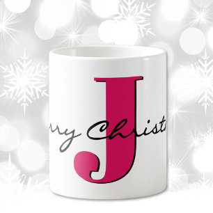 Name, July Ruby Red Birthstone Merry Christmas Coffee Mug