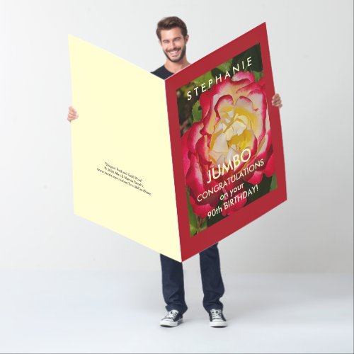 Name JUMBO GIANT HUGE BIG Elegant Rose Birthday Card