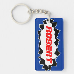 Name keychain with cool ripped hole design