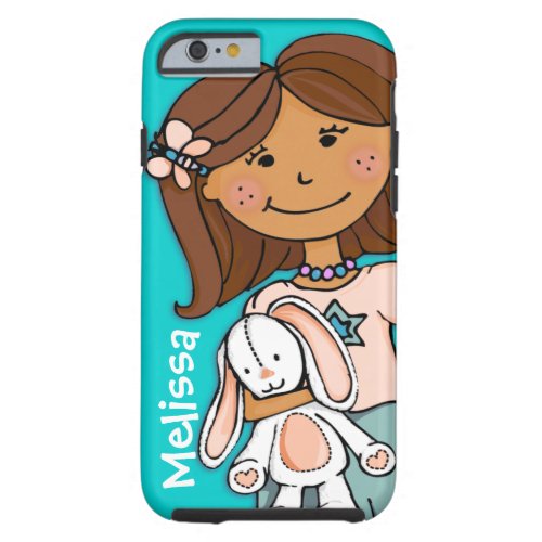 Name kid girl cuddles aqua peach iphone tough case