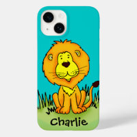 Name kid lion aqua yellow iphone case