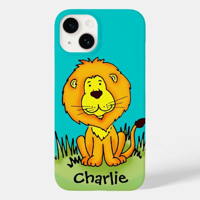 Name kid lion aqua yellow iphone case (Back)