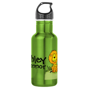 Name kids lion orange green small drinks bottle