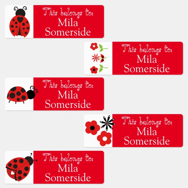 Name Labels for Kids Cute Ladybugs Back to School (Group)