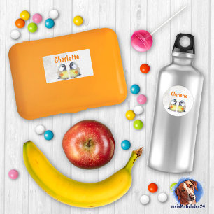 Name labels - Great tit watercolor   waterproof