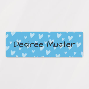 Name Labels Heart - blue waterproof