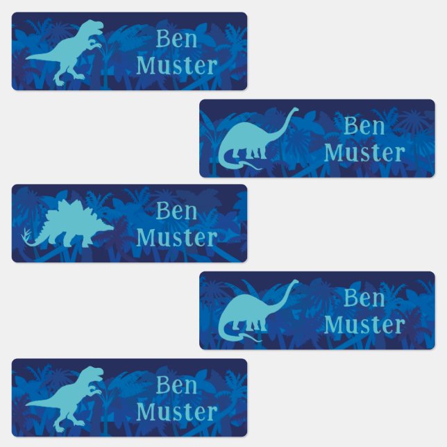 Name labels Urwald Dinos - blue | waterproof (Group)