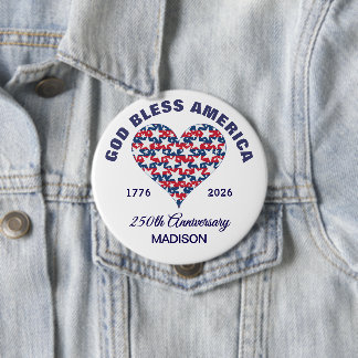Name, Large 4-in God Bless America Heart Stars Button