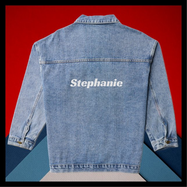 Name Large Jumbo White Block Letters Blue Denim Jacket (Creator Uploaded)