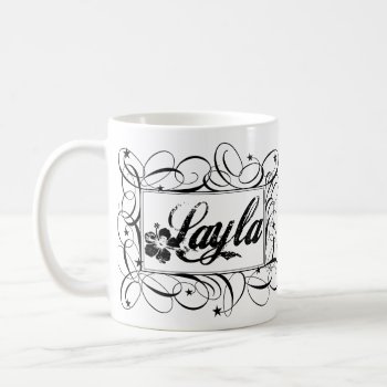 Name Layla In Black Inside Stylish Frame Coffee Mug by mystic_persia at Zazzle
