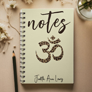 Name, Leopard Om Symbol Notes Notebook