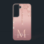 Name Letter Personalized Rose Blush Glitter Drips Samsung Galaxy S22 Case<br><div class="desc">Monogram Name Text Rose Gold Blush Glitter Sparkle Personalized Birthday - Anniversary or Wedding Gift / Suppliest - Add Your Letter / Name - Text or Remove - Make Your Special Gift - Resize and move or remove and add text / elements with customization tool. Design by MIGNED. Please see...</div>