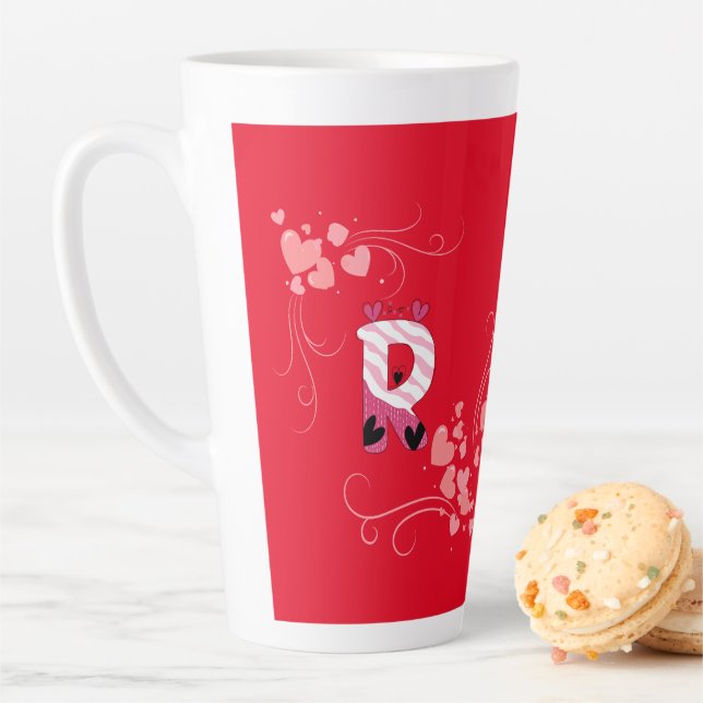 Name Letter "R" Latte Mug (In Situ)
