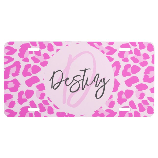Name License Plate - Pink Cheetah (Front)