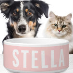 Name light pink trendy modern minimal<br><div class="desc">Pet bowl featuring your pet's name in white on a light purple background. All colors are customizable.</div>