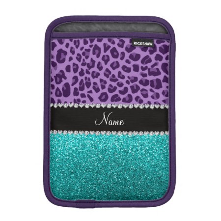 Name Light Purple Leopard Turquoise Glitter Sleeve For Ipad Mini