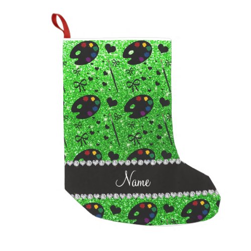 name lime green glitter painter palette brushes small christmas stocking