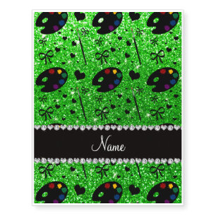 name lime green glitter painter palette brushes temporary tattoos