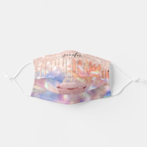 Name Lips Rose Blush Drips Holographic Pastel Adult Cloth Face Mask